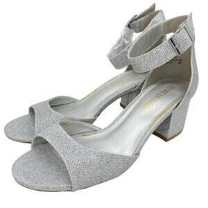 Dream Paris Women's Silver Glitter Heels Sandals Platform Y2K